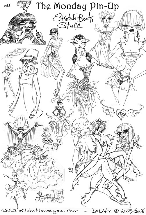Sketchbook Stuff - MildredLovesYou.com cartoon pin-up sketches by LaLaVox.