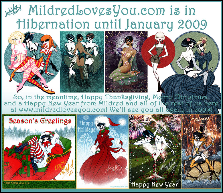 MildredLovesYou.com cartoon pin-ups by LaLaVox.
