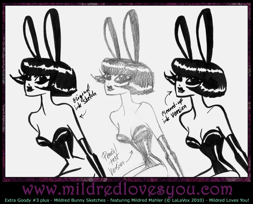 Extra Goody #3 Sketches - 'Bunny Sketches' - featuring Mildred Mahler - a MildredLovesYou.com illustration by LaLaVox.